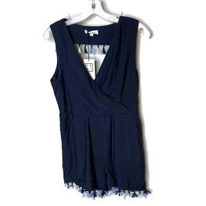 Bevello THML Toni Tassel Women’s Blue Romper with Fringe